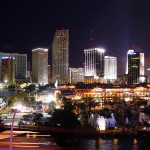 Noční Downtown Miami, Florida
